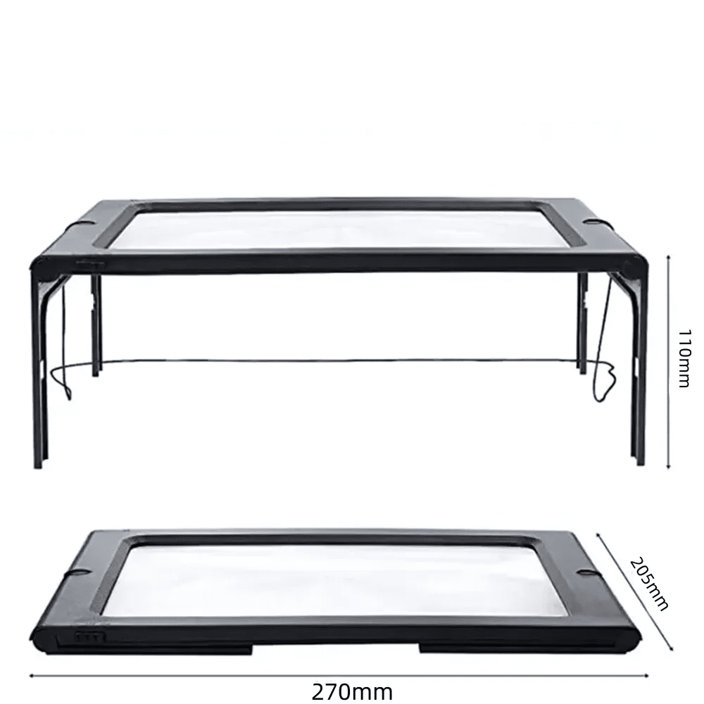 VisionDesk | 3X opvouwbare loep met LED-verlichting – handsfree tafelvergrootglas