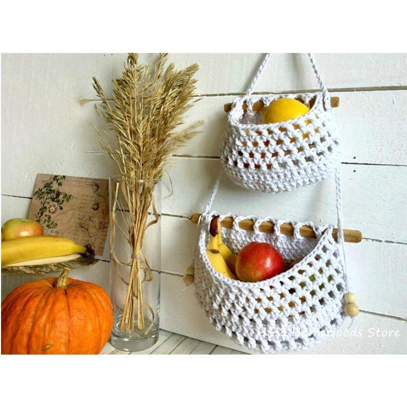 BohoHarvest | Macrame Keuken Fruitmand - Handgemaakte Opberg Organisator voor Thuis & Pantry