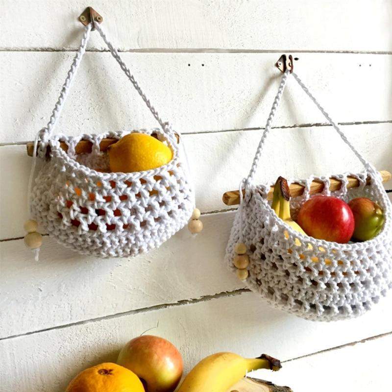 BohoHarvest | Macrame Keuken Fruitmand - Handgemaakte Opberg Organisator voor Thuis & Pantry