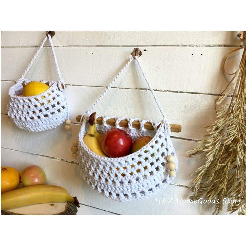 BohoHarvest | Macrame Keuken Fruitmand - Handgemaakte Opberg Organisator voor Thuis & Pantry