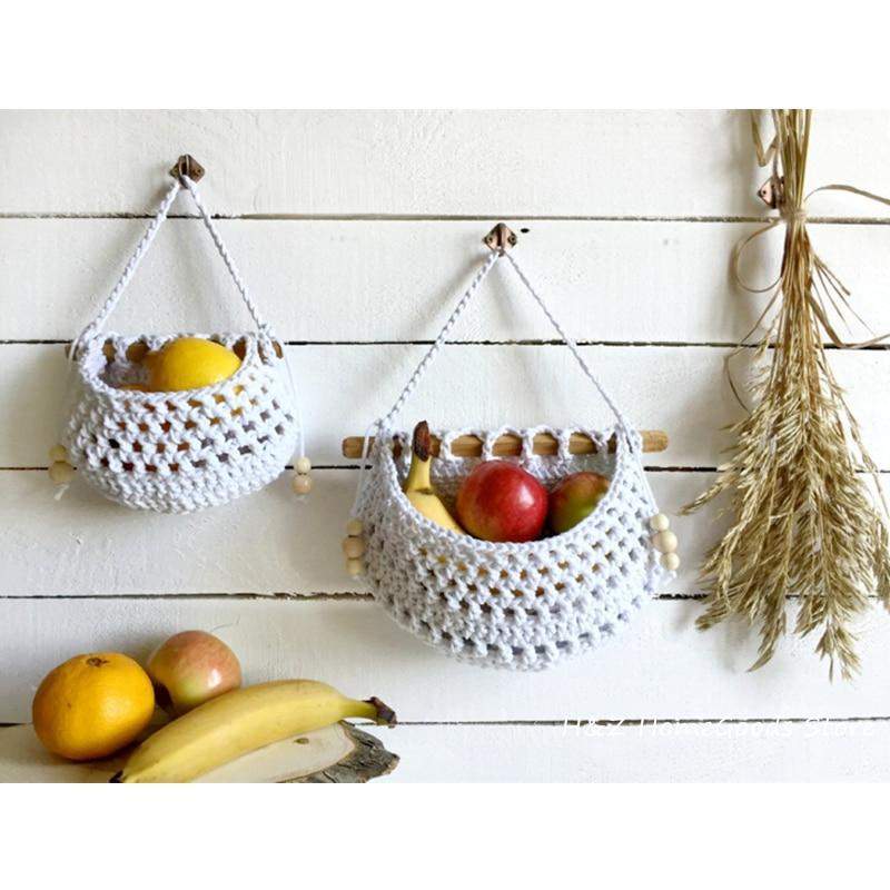 BohoHarvest | Macrame Keuken Fruitmand - Handgemaakte Opberg Organisator voor Thuis & Pantry