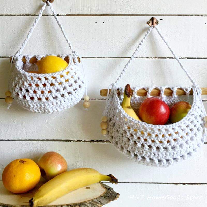 BohoHarvest | Macrame Keuken Fruitmand - Handgemaakte Opberg Organisator voor Thuis & Pantry