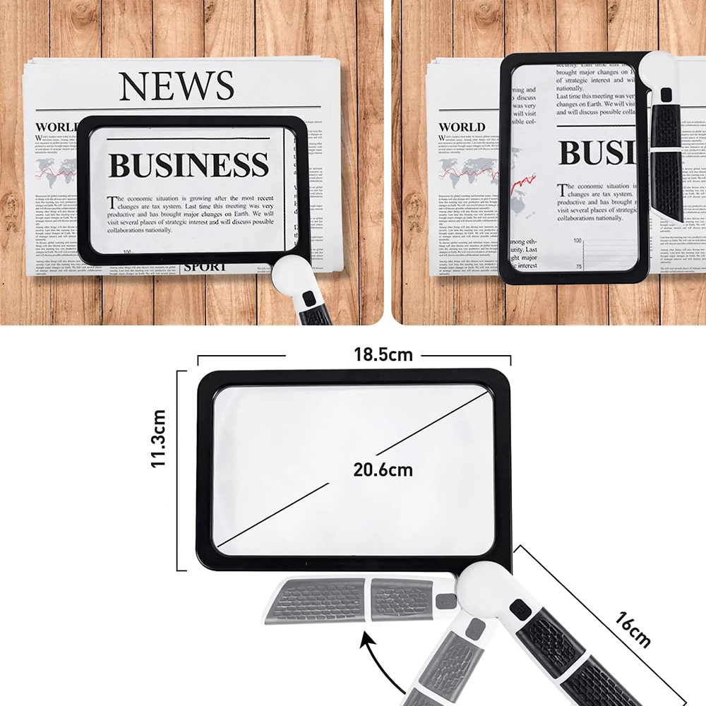 PageScope | LED-paginagrote loep met 5x zoom – Opvouwbaar loepglas voor lezen en knutselen