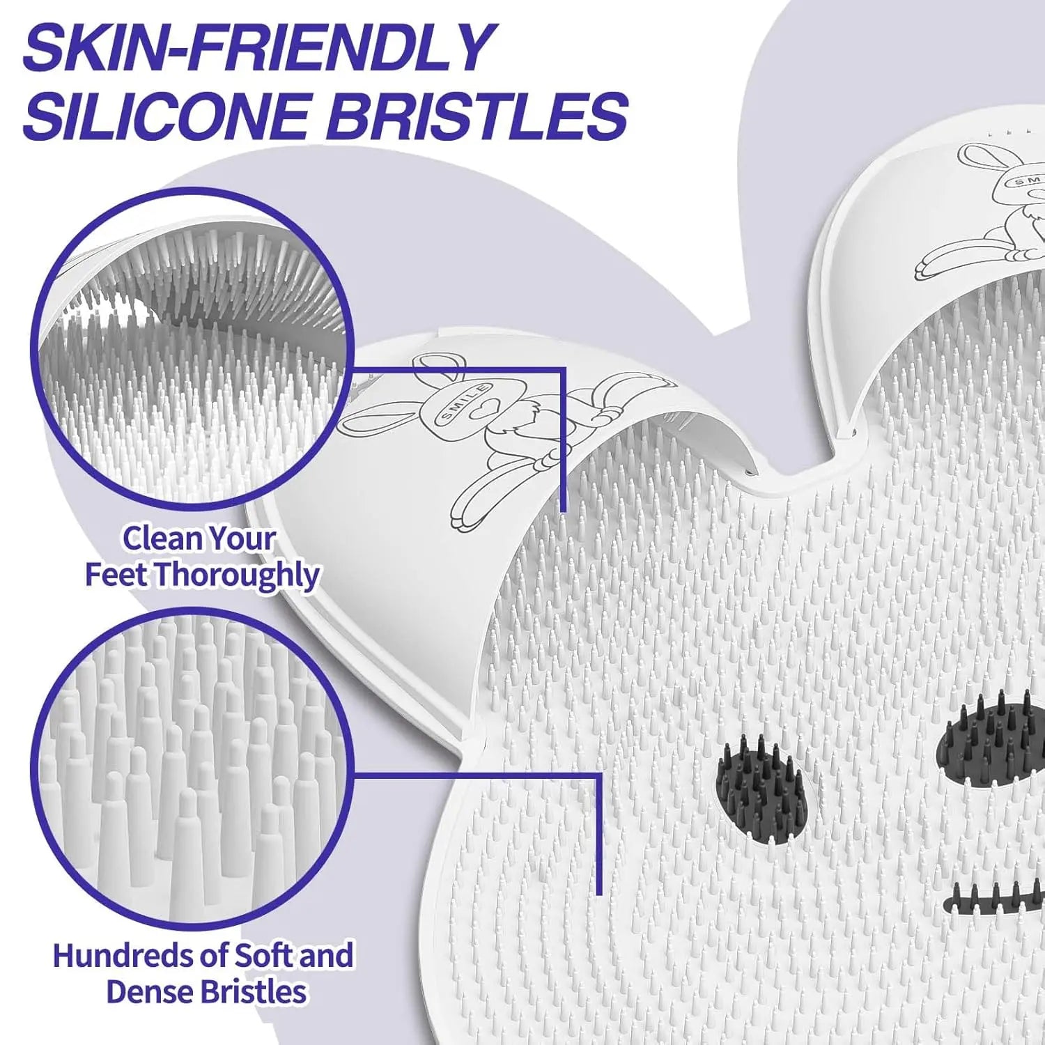 HoppyMat | Konijnvormige voetmassagemat – siliconen scrubber, antislip, douchevoetspa,