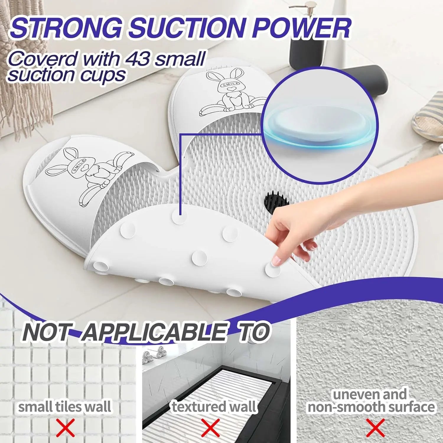 HoppyMat | Konijnvormige voetmassagemat – siliconen scrubber, antislip, douchevoetspa,