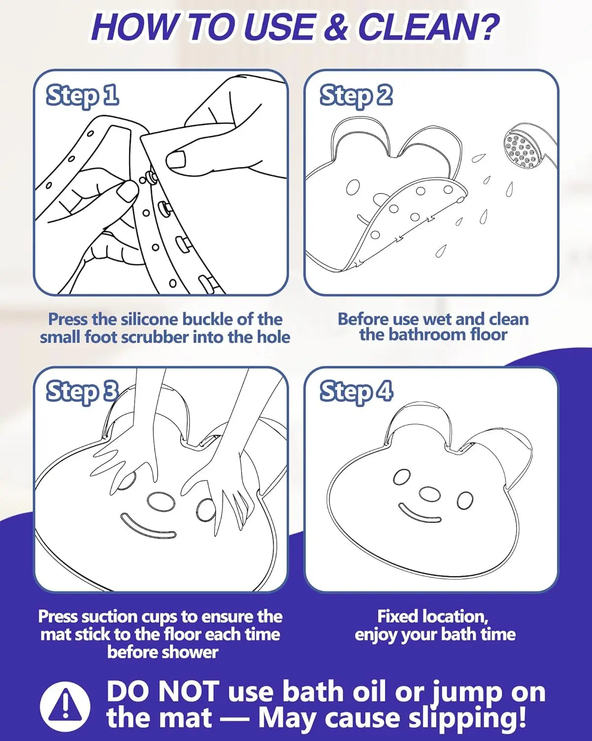 HoppyMat | Konijnvormige voetmassagemat – siliconen scrubber, antislip, douchevoetspa,