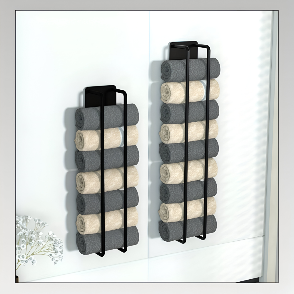 TowelCove | Strakke metalen handdoekhouder – Duurzaam wandrek en opbergsysteem voor de badkamer