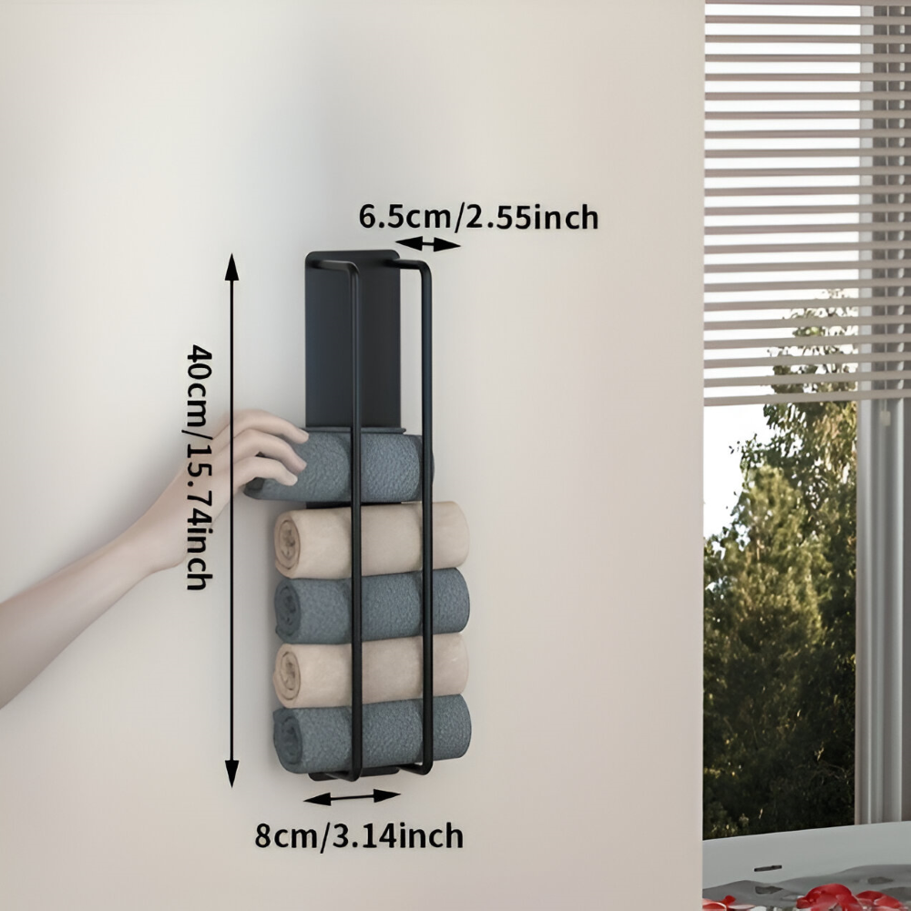 TowelCove | Strakke metalen handdoekhouder – Duurzaam wandrek en opbergsysteem voor de badkamer