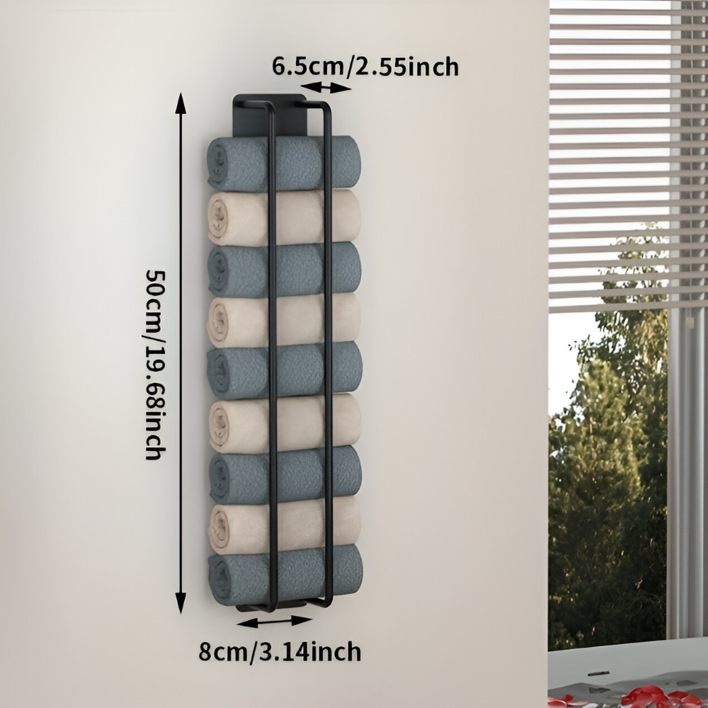 TowelCove | Strakke metalen handdoekhouder – Duurzaam wandrek en opbergsysteem voor de badkamer