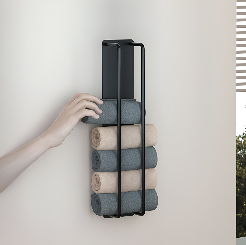 TowelCove | Strakke metalen handdoekhouder – Duurzaam wandrek en opbergsysteem voor de badkamer