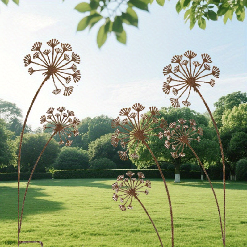 BloomRust | Metalen Paardenbloem Tuinstekerset – Rustieke Buiten Metalen Tuindecoratie