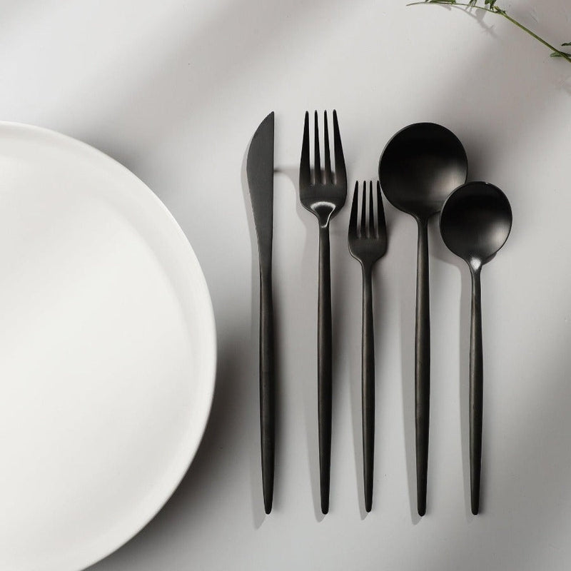 Finix | Minimalistische bestekset van roestvrij staal - Modern bestek voor de eetkamer, elegant tafelgerei