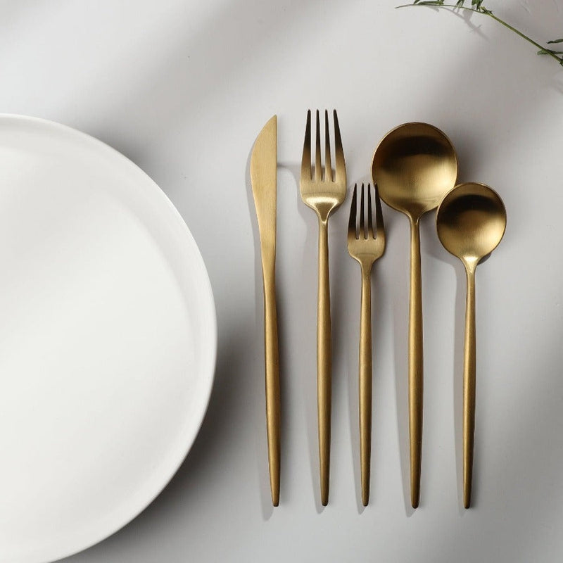 Finix | Minimalistische bestekset van roestvrij staal - Modern bestek voor de eetkamer, elegant tafelgerei