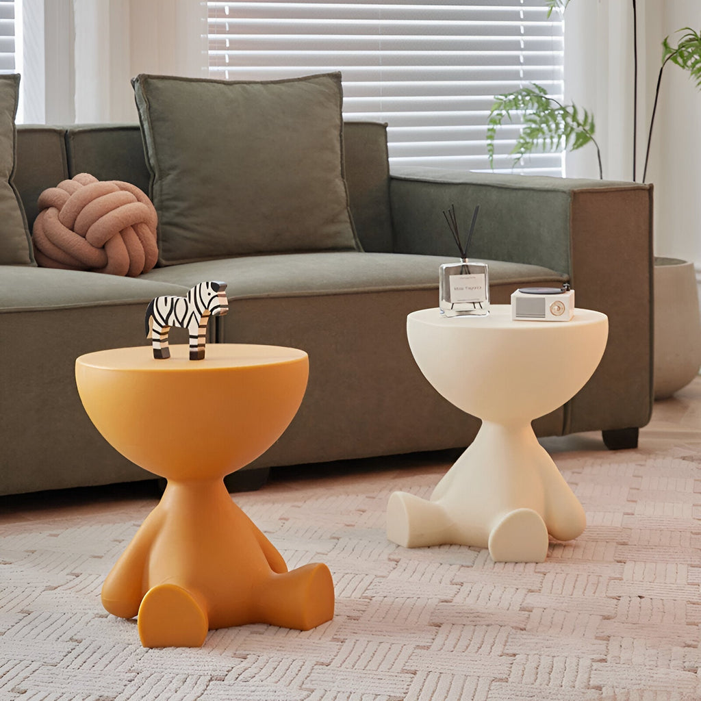 Plastique | Moderne ronde plastic bijzettafel, lichtgewicht, duurzaam, veelkleurig, klein koffie- en nachtkastje