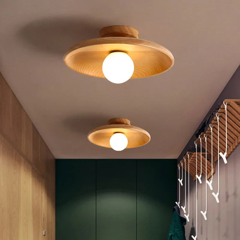 OakOrb | Moderne houten plafondlamp - LED-compatibele bal hanglamp