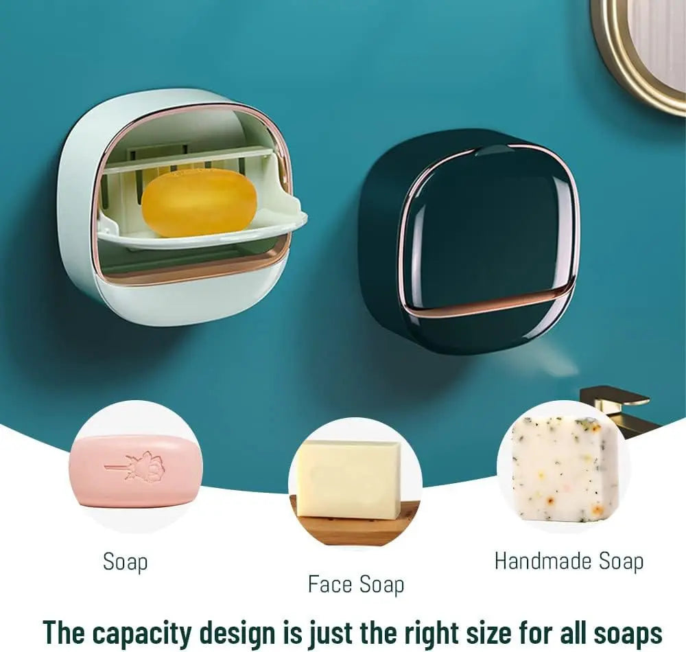 SoapShell | Modern Zeepbakje met Deksel & Lekbakje - Stijlvolle Badkamer Zeephouder