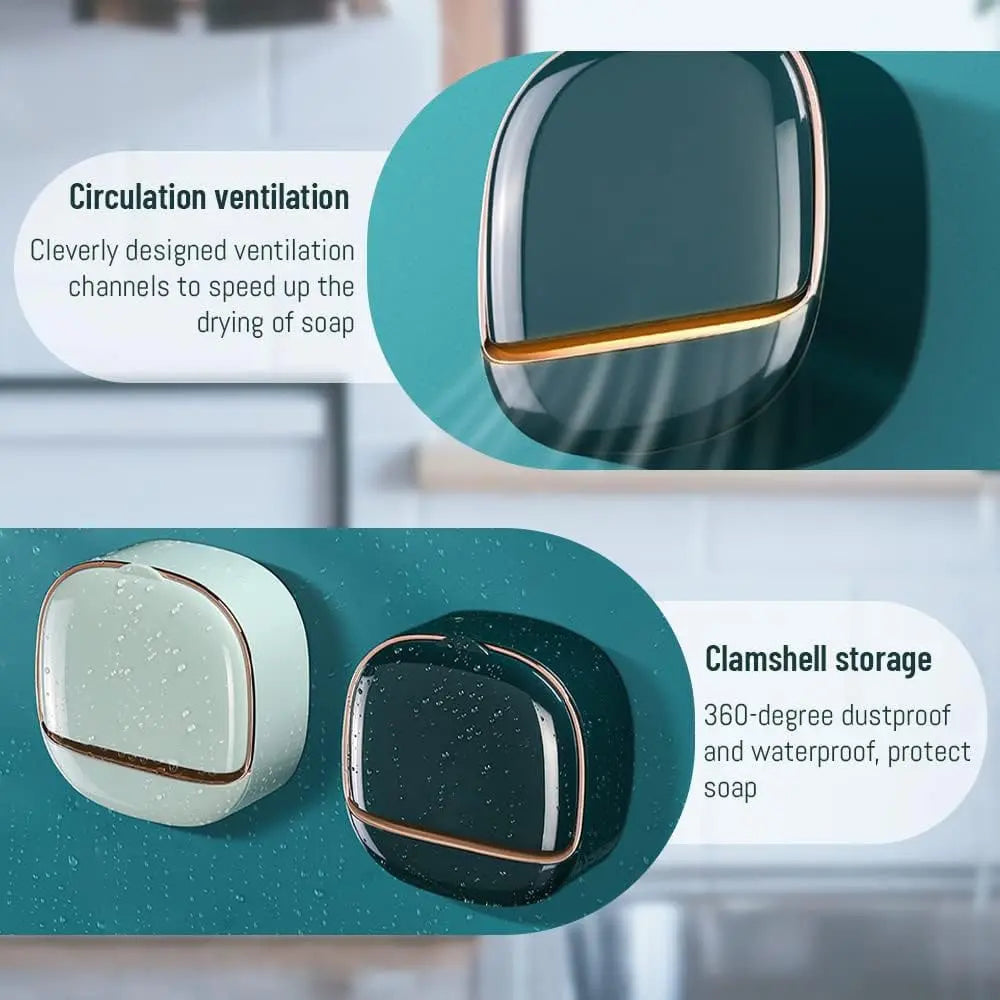 SoapShell | Modern Zeepbakje met Deksel & Lekbakje - Stijlvolle Badkamer Zeephouder