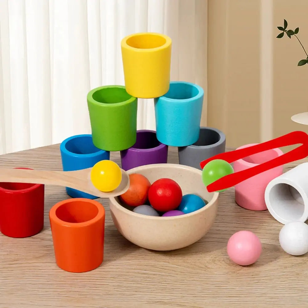 RainbowSort | Montessori Regenboog Ballen in Bekers – Educatief Kinderspel, Kleur- en Vormmatching, Motoriek & Cognitieve Vaardigheden