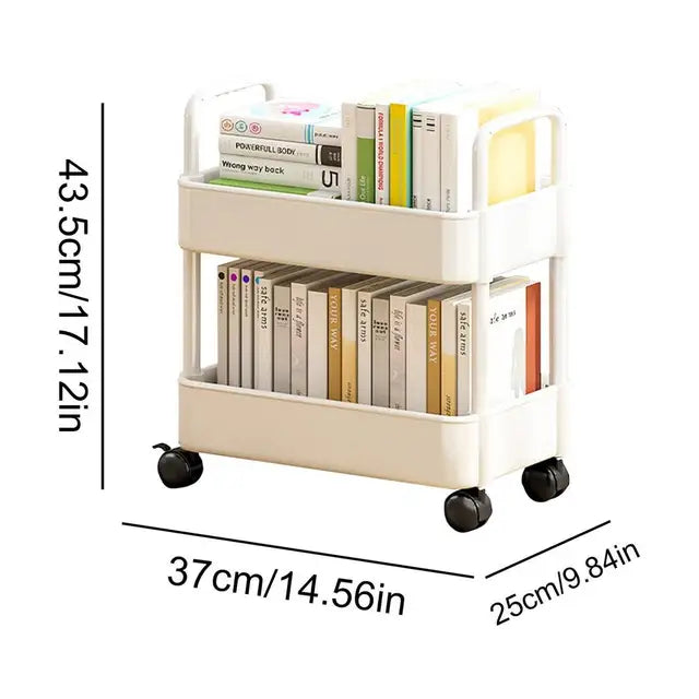 ShelfMover | Rolbare boekenrekwagen – Verrijdbare boekenrek met 2 lagen