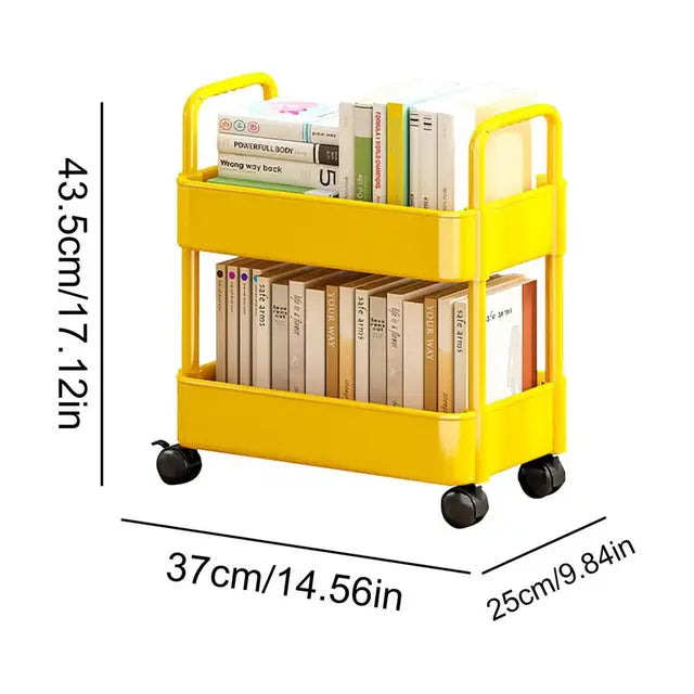 ShelfMover | Rolbare boekenrekwagen – Verrijdbare boekenrek met 2 lagen