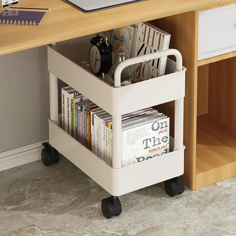 ShelfMover | Rolbare boekenrekwagen – Verrijdbare boekenrek met 2 lagen