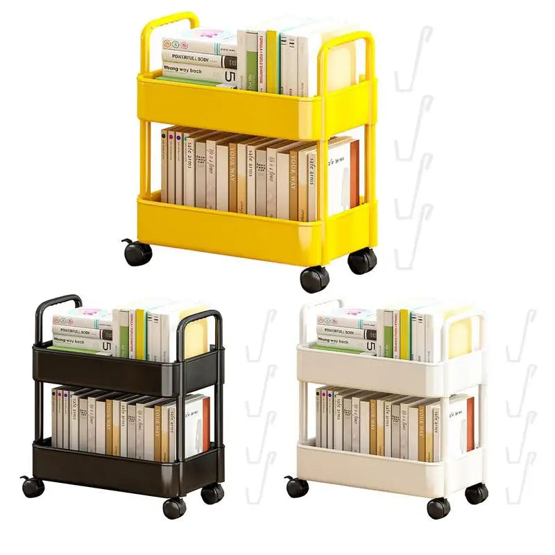 ShelfMover | Rolbare boekenrekwagen – Verrijdbare boekenrek met 2 lagen