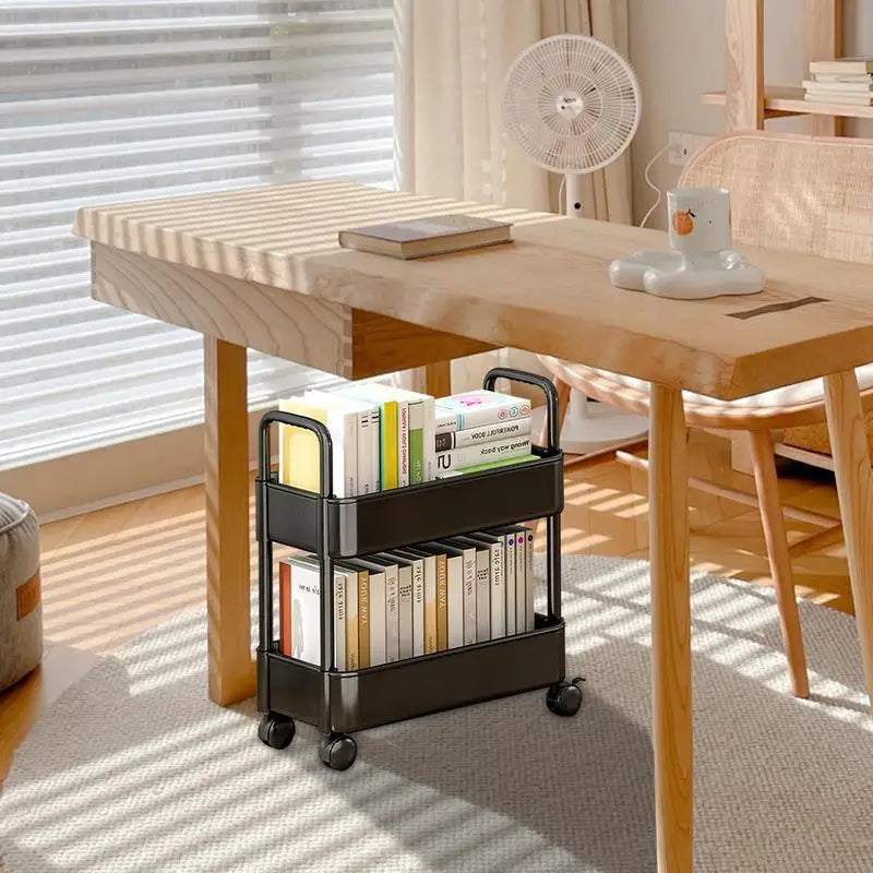 ShelfMover | Rolbare boekenrekwagen – Verrijdbare boekenrek met 2 lagen
