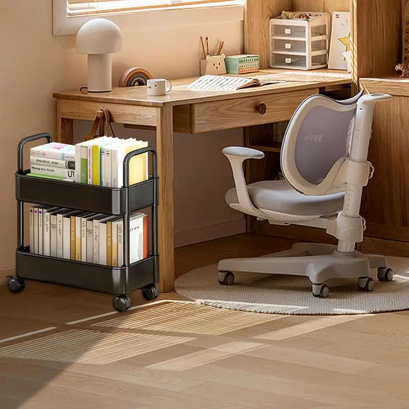 ShelfMover | Rolbare boekenrekwagen – Verrijdbare boekenrek met 2 lagen