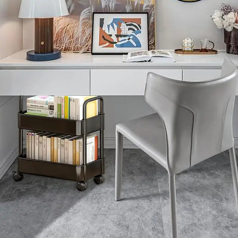 ShelfMover | Rolbare boekenrekwagen – Verrijdbare boekenrek met 2 lagen