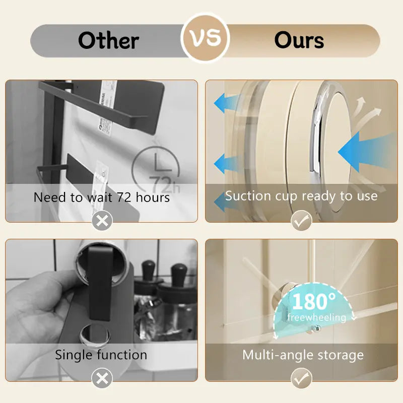 SnapRod | Multifunctionele hangstang met zuignap – draaibaar, roestvrij, zonder boren