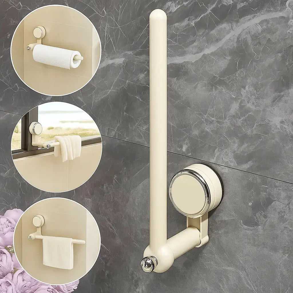 SnapRod | Multifunctionele hangstang met zuignap – draaibaar, roestvrij, zonder boren