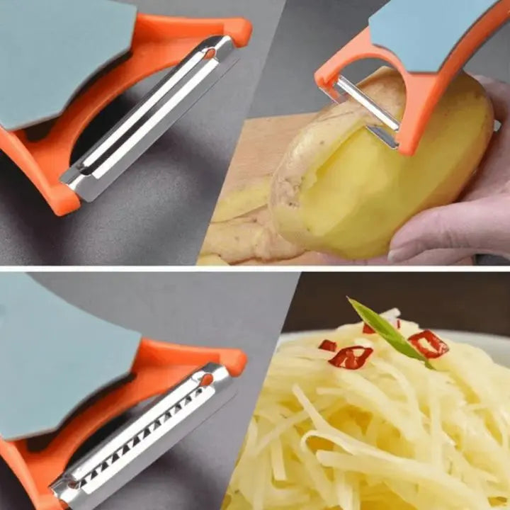 DuoPeel | 2-in-1 Fruit- & Groentenschiller - Koolstofstaalblad, Multifunctioneel Keukengereedschap