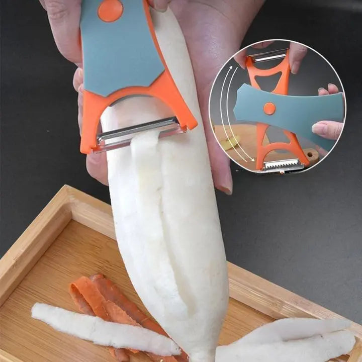 DuoPeel | 2-in-1 Fruit- & Groentenschiller - Koolstofstaalblad, Multifunctioneel Keukengereedschap