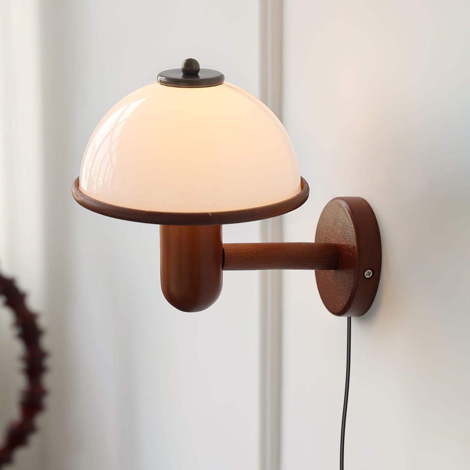 CapLuxe | Rustieke Paddestoel Houten Wandlamp