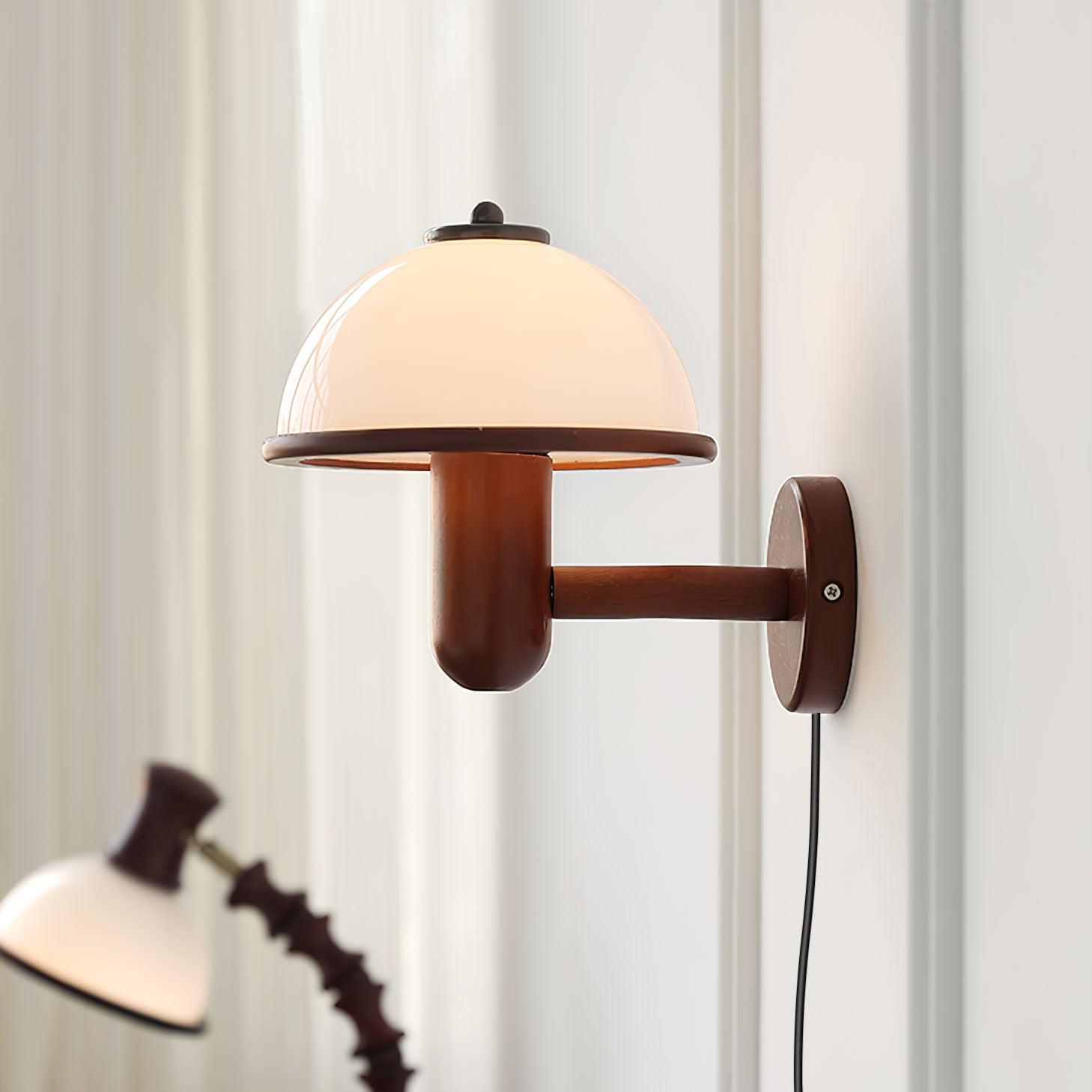 CapLuxe | Rustieke Paddestoel Houten Wandlamp