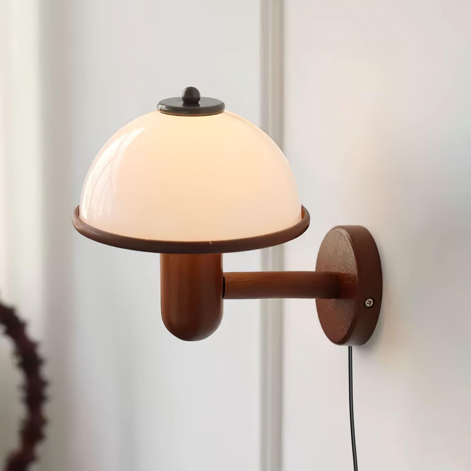 CapLuxe | Rustieke Paddestoel Houten Wandlamp