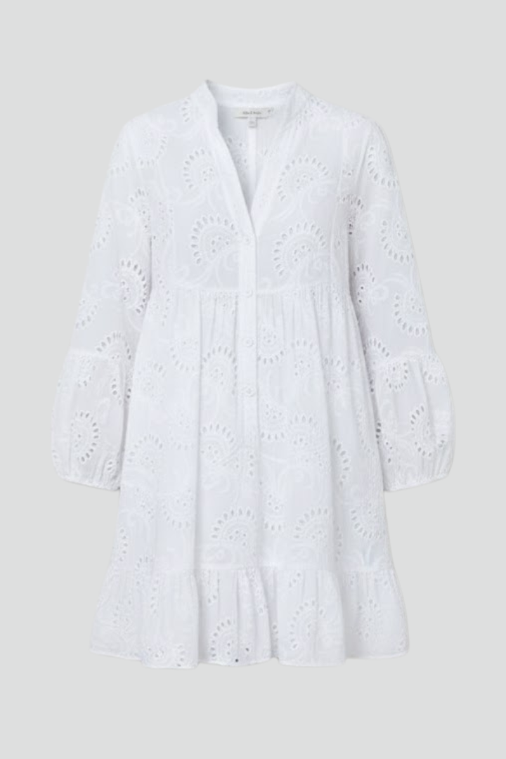Vaenisse | Dames transparante mini-jurk met eyelet-borduursel – losvallende boho korte jurk