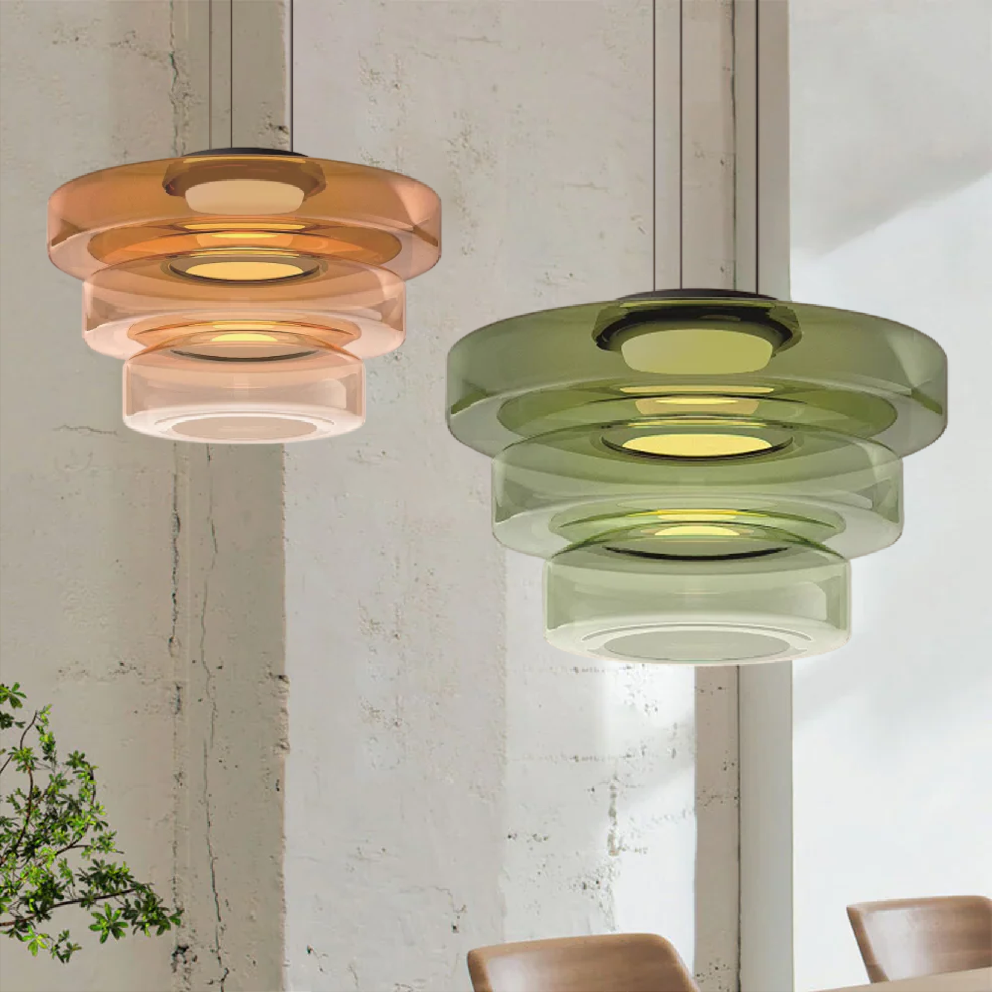 Glowd | Bauhaus glazen hanglamp - LED hanglamp voor moderne woonkamer