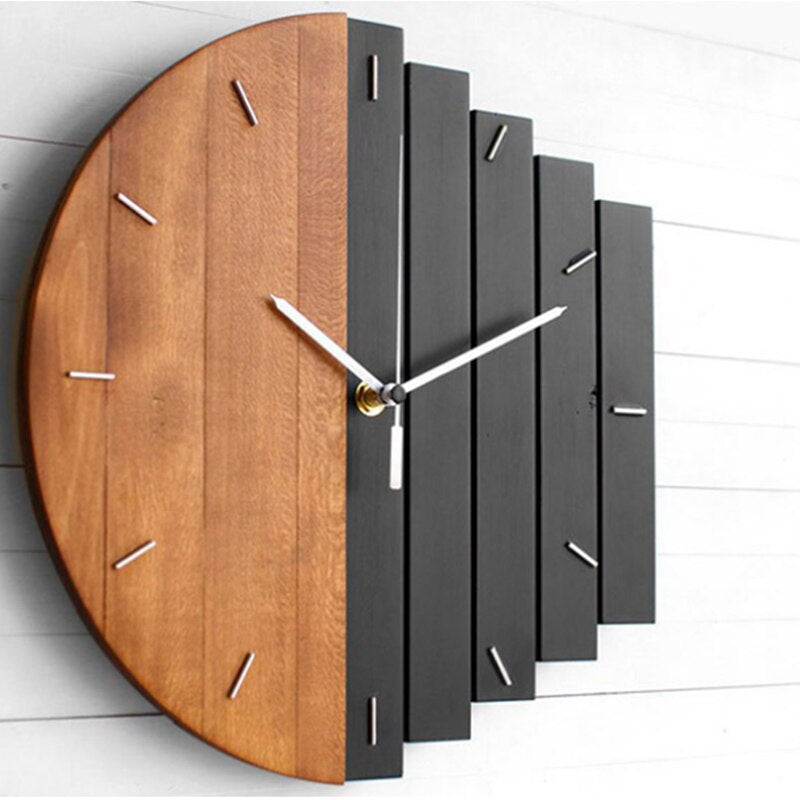 RusticRhythm | Houten Decoratieve Wandklok - Natuurlijk Hout, Elegant Ontwerp voor Thuis & Kantoor