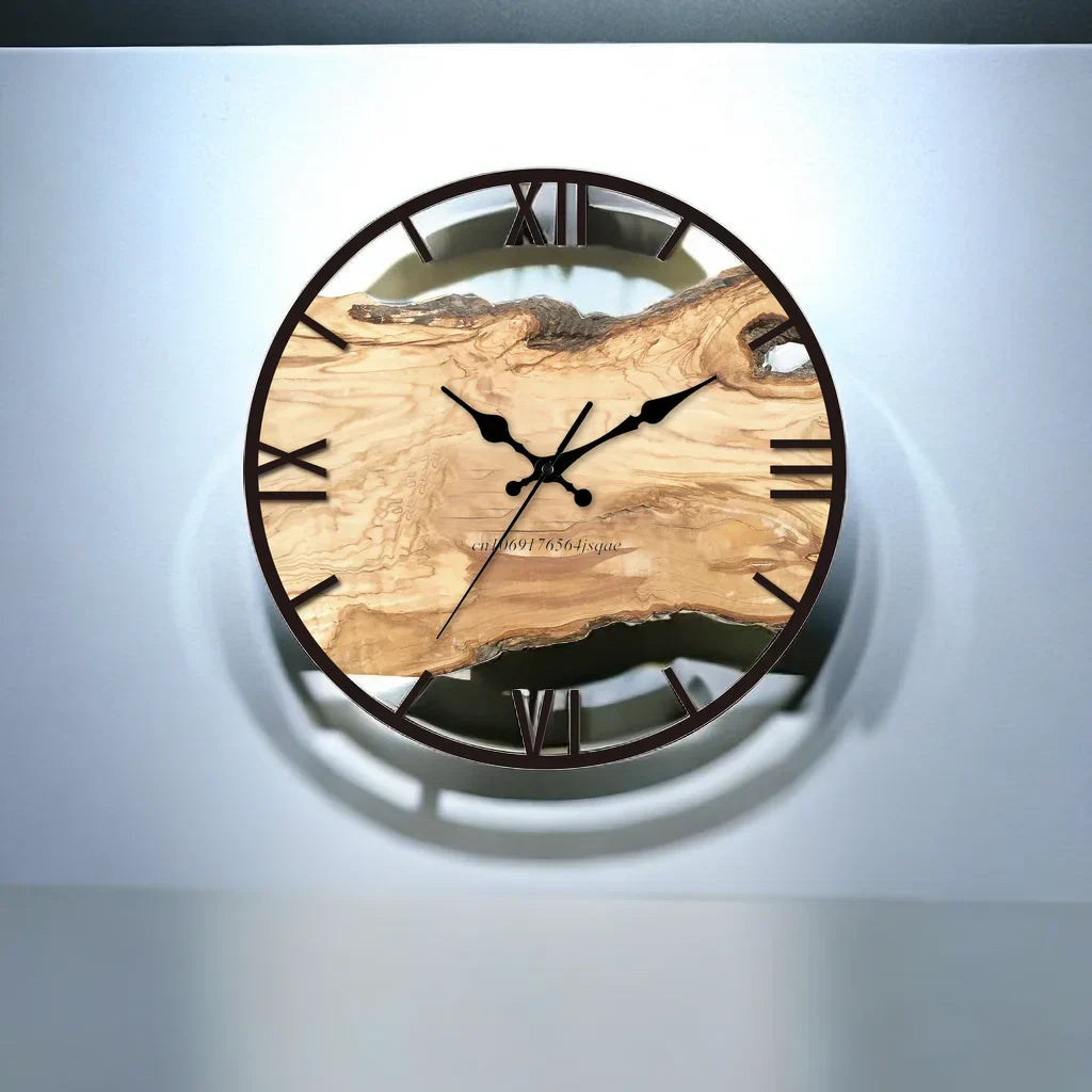 EtherealClock | Artistieke moderne transparante klok met houtinleg