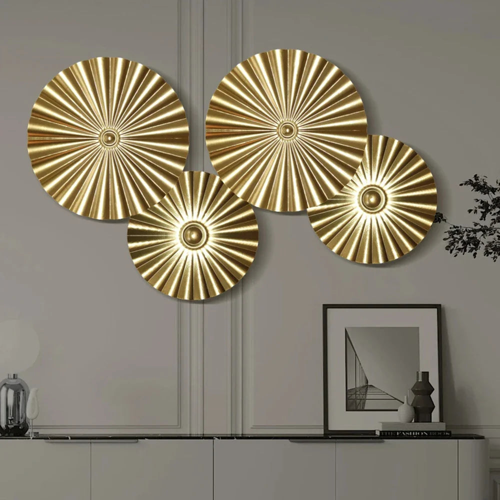 OroCirque | Scandinavisch Goud Cirkelvormig Wanddecoratie - Modern Metalen Kunst Accent voor Woondecoratie
