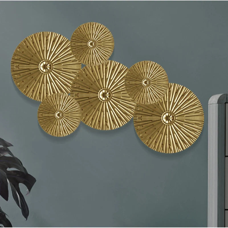 OroCirque | Scandinavisch Goud Cirkelvormig Wanddecoratie - Modern Metalen Kunst Accent voor Woondecoratie