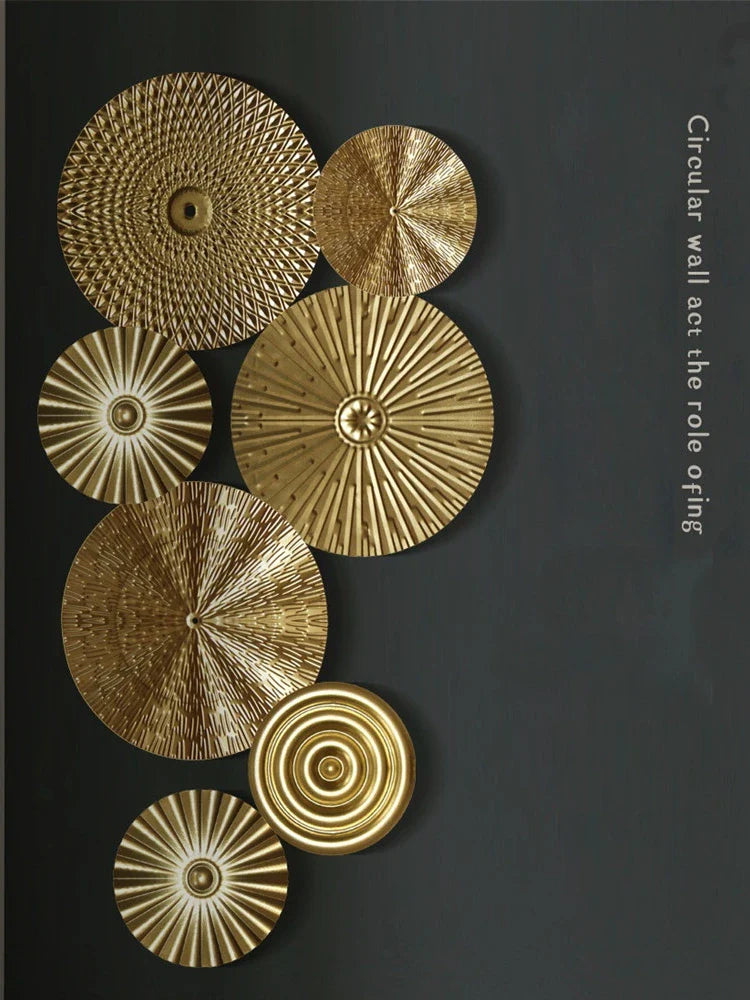 OroCirque | Scandinavisch Goud Cirkelvormig Wanddecoratie - Modern Metalen Kunst Accent voor Woondecoratie