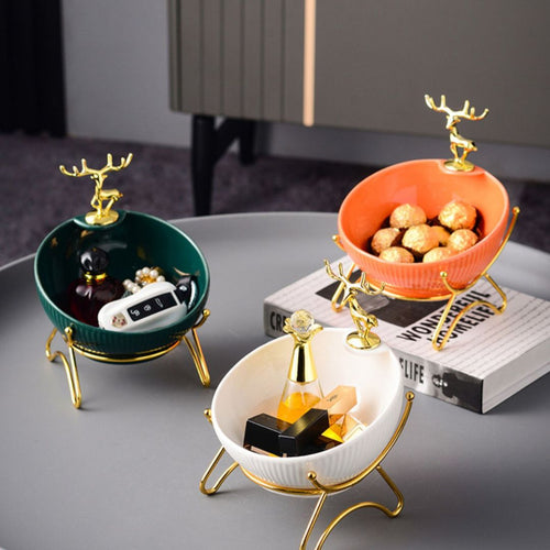 BorealBowl | Luxe porseleinen kom met gouden standaard