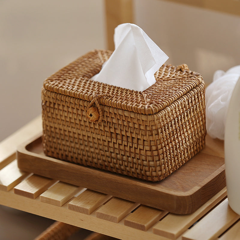 WeaveBox | Rotan tissue box - Natuurlijke rieten decoratieve houder voor woonkamer & badkamer