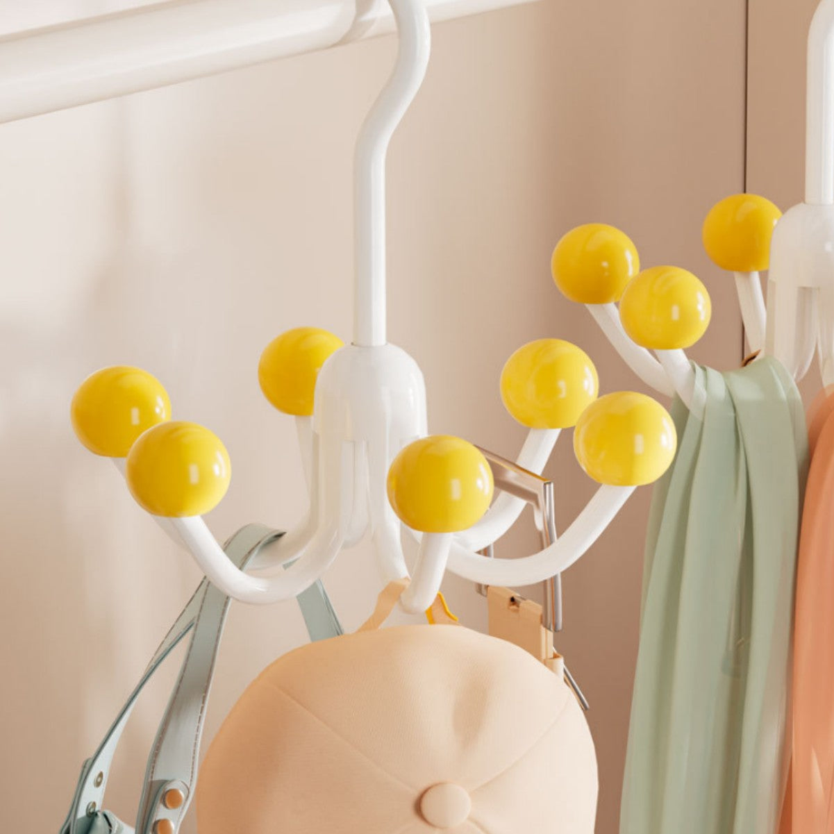 Twispa | 360° draaibare kledinghanger met 6 haken – ruimtebesparende organizer voor kleding en accessoires