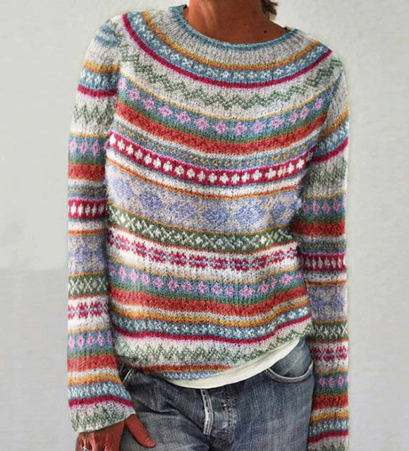 Kiana | Dames Multicolor Trui – Comfortabele Gebreide Pullover