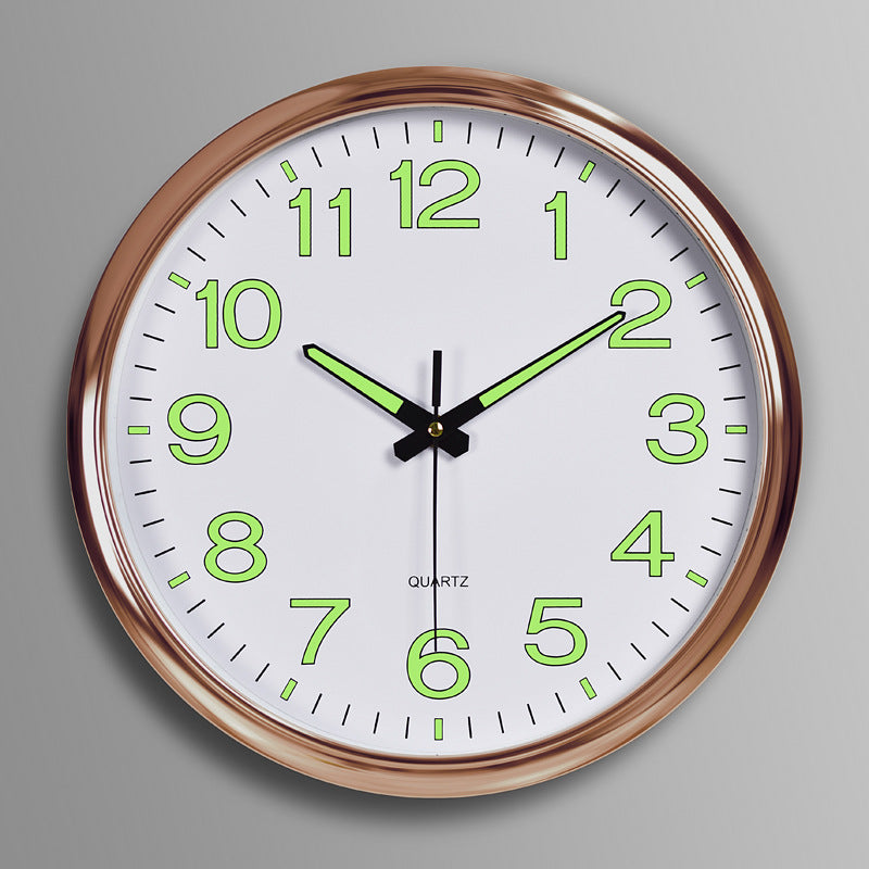 NoctiClock | Gloeit in het donker ronde wandklok, stil quartz, moderne woondecoratie, 30 cm