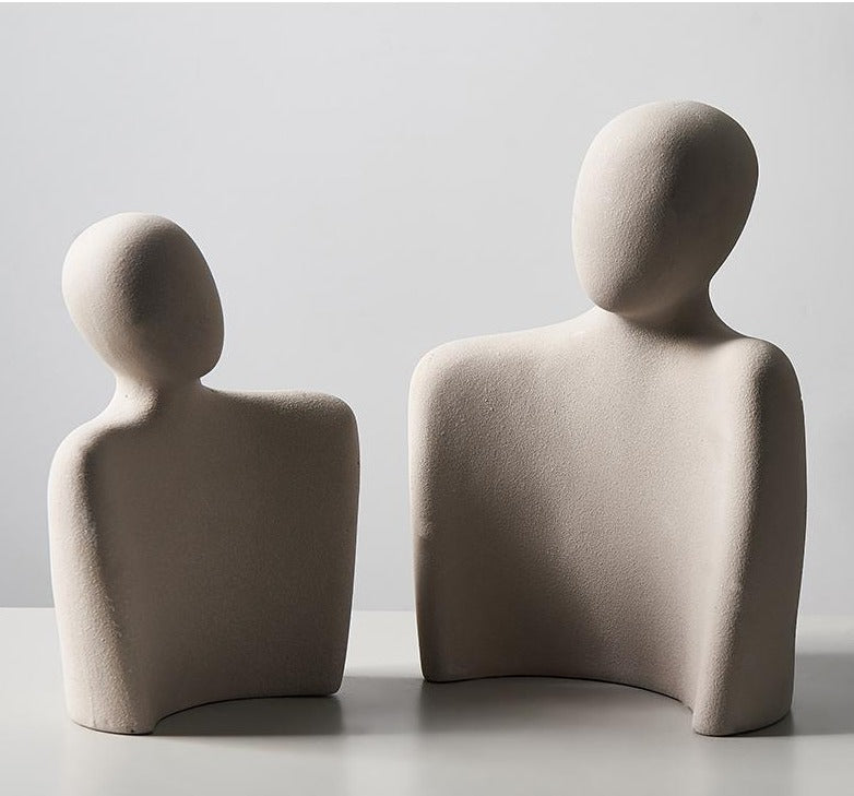 HearthlyLove | Keramisch beeldhouwwerk – Abstract liefdesbeeldje, elegante woondecoratie en cadeau