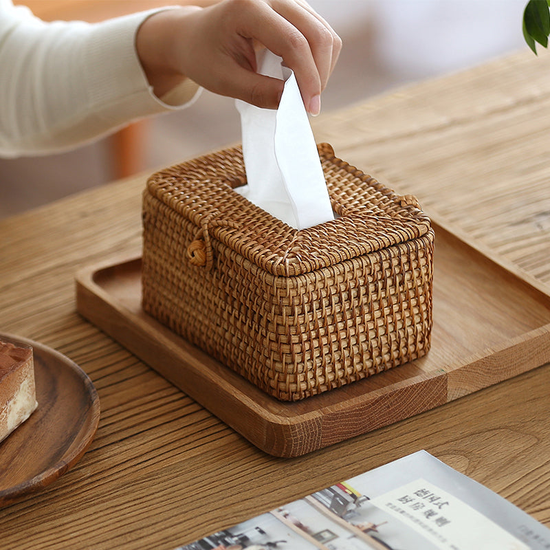 WeaveBox | Rotan tissue box - Natuurlijke rieten decoratieve houder voor woonkamer & badkamer